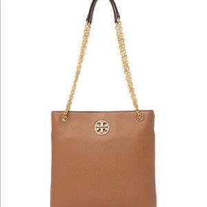 NWT Tory Burch Carson Swingpack Convertible Leather Shoulder Bag Moose BROWN